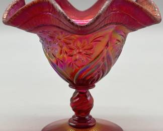 Vintage Fenton Art Glass Amberina Compote, Marked