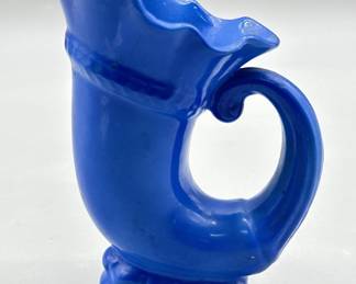 Fenton Periwinkle Blue Slag Glass Cornucopia Vase