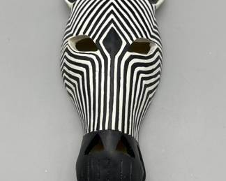 Ceramic Zebra Head Wall Decor, Hand Painted