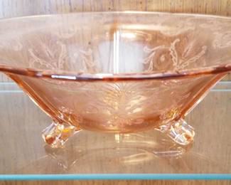 June Rose Fostoria 3 Footed Serving Bowl