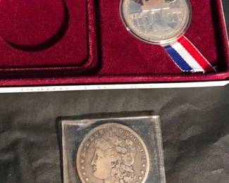 1880 Morgan Silver Dollar, 1984 Olympic Silver Dollar