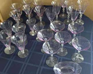 25piece Misc Lavender Hued Stemware