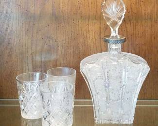 Cut Glass Canister With Silver Plate Rim