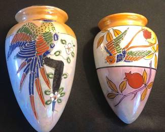 Vintage Japanese Lusterware Wall Pocket Set