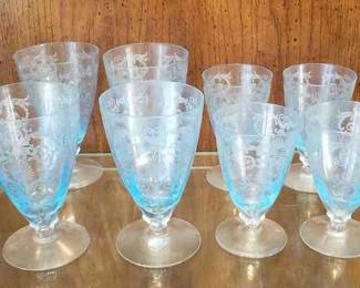 Blue Fostoria Versailles Parfaits