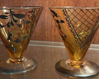 8 Vintage Hand Painted Aperitif Glasses