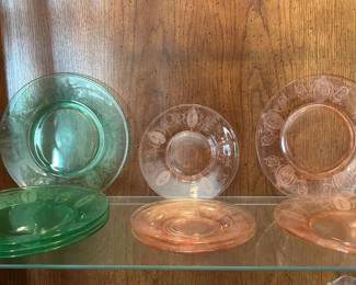 Mixed Collection Vintage Etched Glass Appetizer Plates