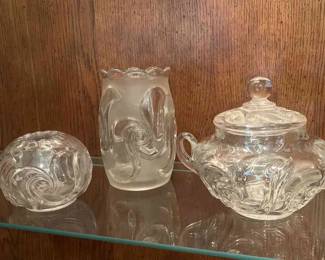 Antique Cut Glass Swirl Design Decor