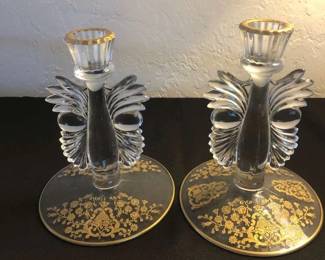 Gold Filigree Winged Candlestick Holder
