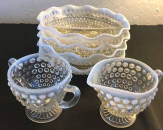 Moonstone Ruffled Bowl w Sugar Creamer