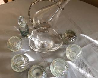 Vintage Wine Decanter, Bowl, Votive Candle Holders
