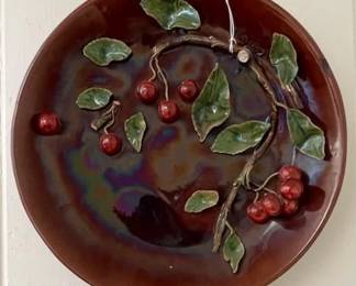 Hanging plate with applied cherry branch
