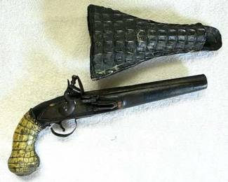 Pistol with alligator scabbard