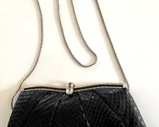 Vintage snakeskin bag, jeweled clasp
