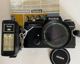 Konica camera and flash 