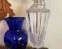 Glass lamp, cobalt vase