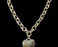 Bordeaux 14K Sterling Diamond Heart Necklace 