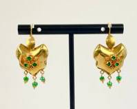 22K Gold Emerald Earrings