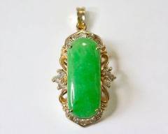 14K Jade Diamond Pendant