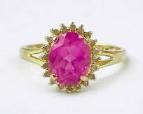 14K Pink Sapphire Diamond Ring