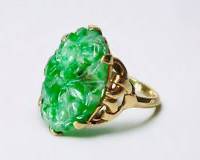 14K Mottled Jade Ring