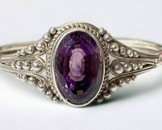 Sterling Amethyst Bubble Cuff