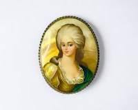 Fedoskino MOP Painted Brooch