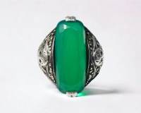 Sterling Chrysoprase Marcasite Ring