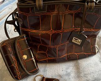 Dooney & Bourke leather handbag with wallet and key fob (to be authenticated)