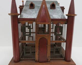 Folk art wooden bird cage