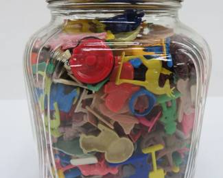 Large assortment of Cracker Jack plastic toys, 1950/60's