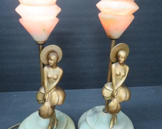 Art Deco alabaster lamps and shades