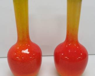three color MCM Haeger vases, sunrise colors