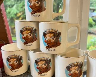 The Borden Company Coffee Mugs - Elmer the Bull, Elsie the Cow