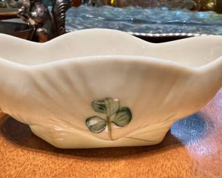 Belleek Ireland Shamrock Open Salt Cellar