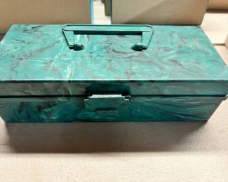 1950s Green Plastic Marbleized Fishing Tackle Box
