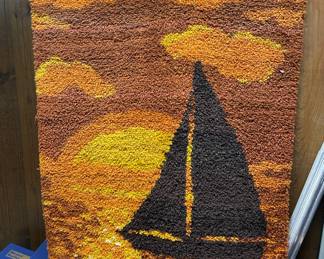 Sailboat Sunset Latch Hook Rug 