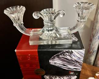 1940s Glass Double Candle Holder