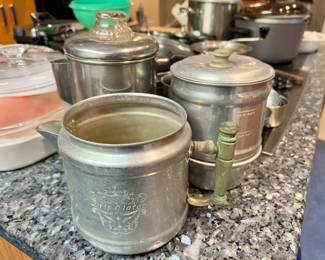 Aluminum Drip-O-Lator Percolator with Green Wood Handles