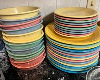 Pastel Multicolored Fiesta Ware - Dinner Plates, Salad Plates, Bowls