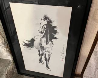 Xu Beihong Framed Horse Scroll Print