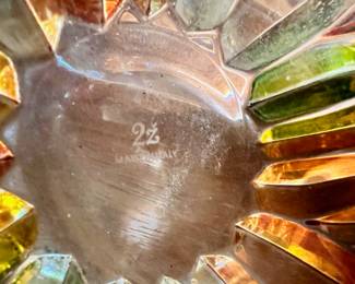 2z Yellow/Orange/Green Glass Bowl with Gold Rim - Made in Italy