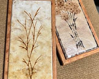 Two Sassuolo Rectangular Tile Trivets with Floral Design