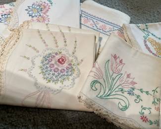 Assortment of Embroidered Napkins with Floral Design