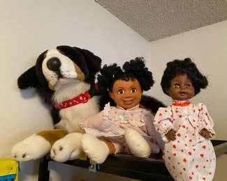 1993 Northern Tissue African American Doll, Stuffed Bernese Mountain Dog