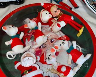 Assortment of Felt Ornaments - Pixie, Mice, Santa, Snowman