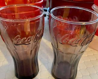 Pair of Purple Tinted Coca-Cola Glasses