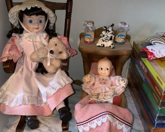 The Prestige Collection Porcelain Doll - Candy, 1987 Jesco Kewpie Doll in Pink Floral Dress