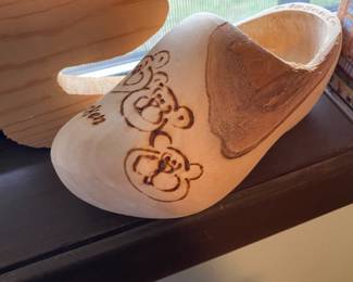 Decorative Wooden Clog with Bear Design