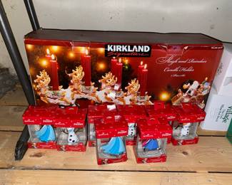 Kirkland 2 Piece Sleigh and Reindeer Candle Holders, Assortment of Hallmark Disney Frozen Ornaments